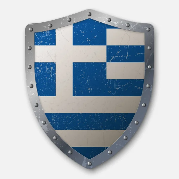 Altes Schild Mit Griechischer Flagge Vektorillustration — Stockvektor