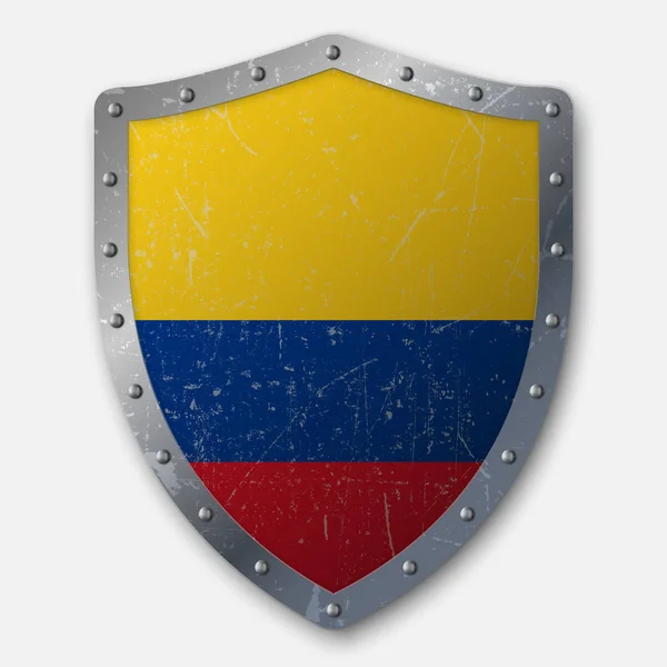 Old Shield Flag Colombia Vector Illustration — Stock Vector