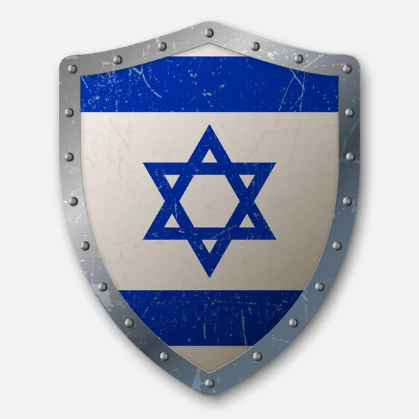 Gamla Sköld Med Flagga Israel Vektorillustration — Stock vektor