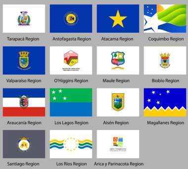 Flags of the regions of Chile clipart