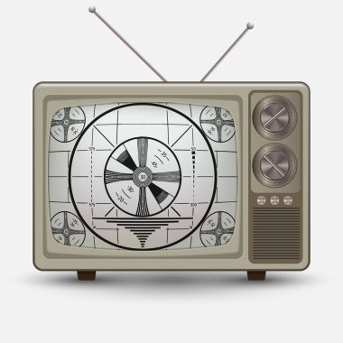 Gerçekçi eski vintage Tv. Retro televesion hiçbir sinyal testi ile. Resimde beyaz arka plan üzerinde