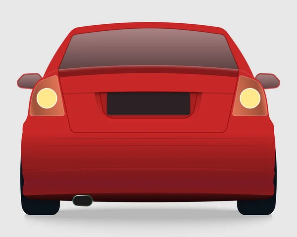 Plantilla Vector Coche Rojo Sobre Fondo Blanco Vista Trasera — Archivo Imágenes Vectoriales