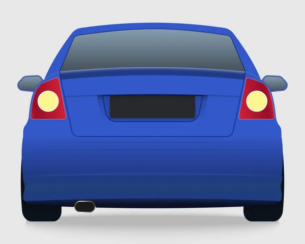 Modelo Vetor Carro Azul Fundo Branco Visão Traseira —  Vetores de Stock