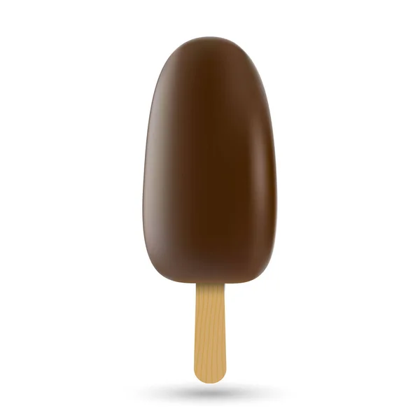 Helado Clásico Paleta Picada Chocolate Aislado Sobre Fondo Blanco — Vector de stock