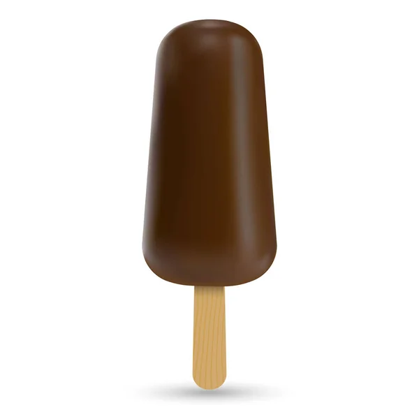 Helado Clásico Paleta Picada Chocolate Aislado Sobre Fondo Blanco Pastel — Vector de stock