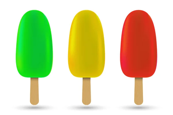 Készlet Ból Popsicle Fagylalt Elszigetelt Fehér Background — Stock Vector