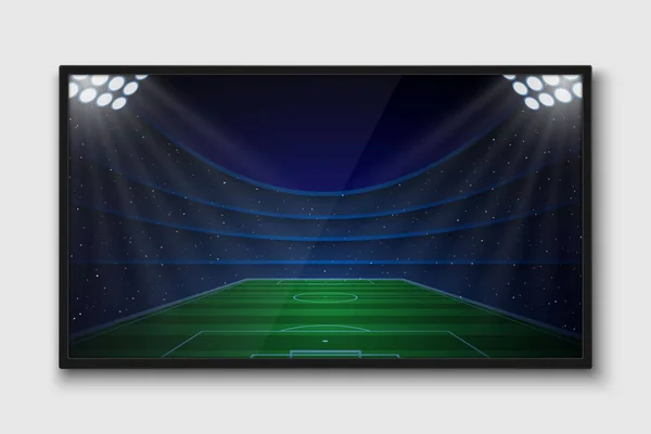 Realistyczne Ekranu Telewizora Nowoczesny Telewizor Lcd Płycina Meczu Piłki Nożnej — Wektor stockowy