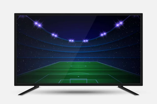 Realistischer Fernsehbildschirm Modernes Lcd Panel Mit Fußballspiel — Stockvektor