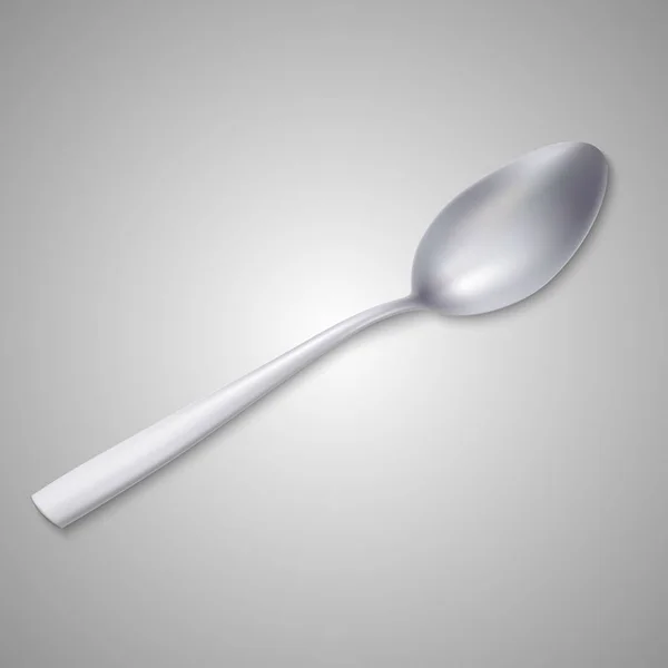 Vector Illustration Realistic Metal Spoon — Stock Vector