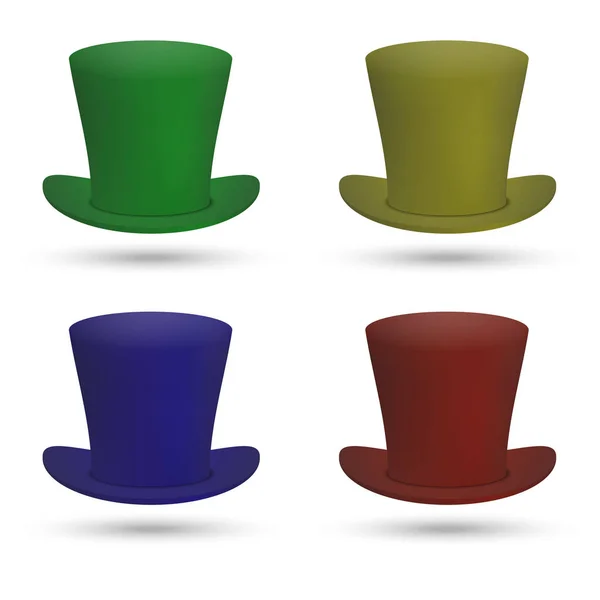 Conjunto Colorido Top Hat Isolado Fundo Branco —  Vetores de Stock