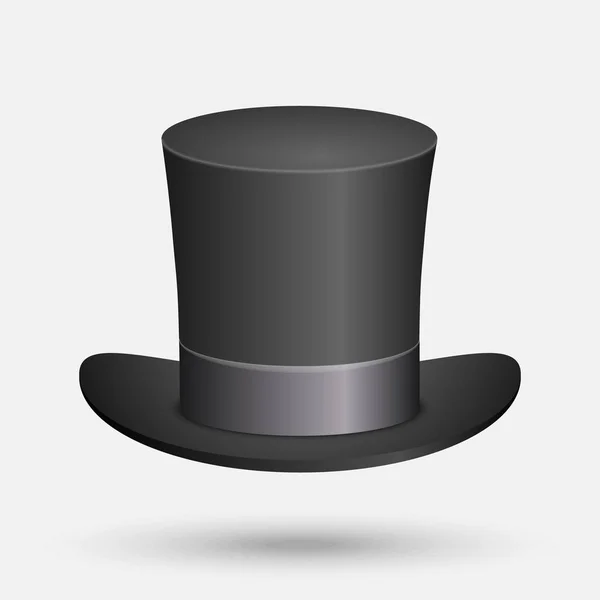 Black Top Hat Vetor Ilustração Isolada Fundo Branco —  Vetores de Stock