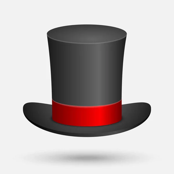 Black Top Hat Vector Illustration Isolated White Background — Stock Vector