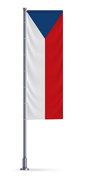Die Vertikale Flagge Der Tschechischen Republik Hängt Einer Silbernen Metallstange — Stockvektor