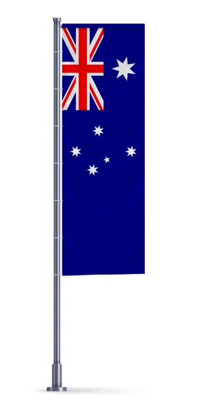 Κάθετη Σημαία Της Αυστραλίας Κρέμεται Ένα Ασημένιο Μεταλλικό Στύλο — Διανυσματικό Αρχείο