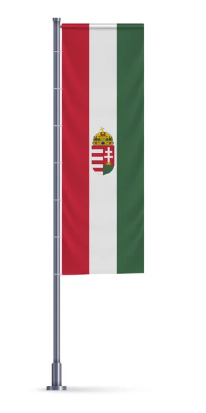 Bandeira Vertical Hungria Pendurada Pólo Metálico Prateado —  Vetores de Stock