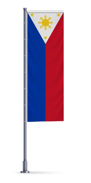 Bandeira Vertical Das Filipinas Pendurada Poste Metálico Prateado — Vetor de Stock