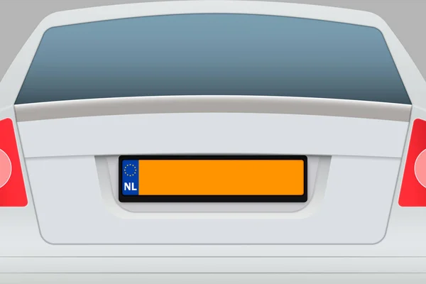 车后视图与数字板 荷兰汽车车牌 — 图库矢量图片