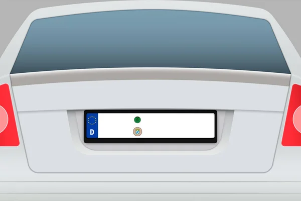车后视图与数字板 德国汽车登记板 — 图库矢量图片
