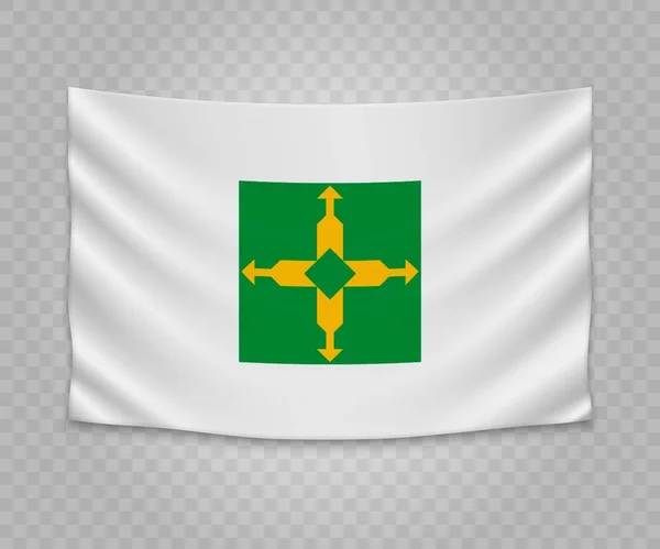 Bandiera Appesa Realistica Del Distrito Federal Stato Del Brasile Disegno — Vettoriale Stock