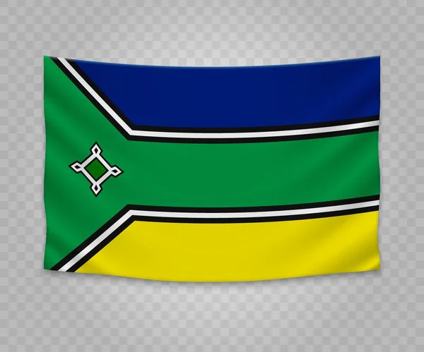 Realistiska Hängande Flagga Amapa Staten Brasilien Tom Tyg Banner Illustration — Stock vektor