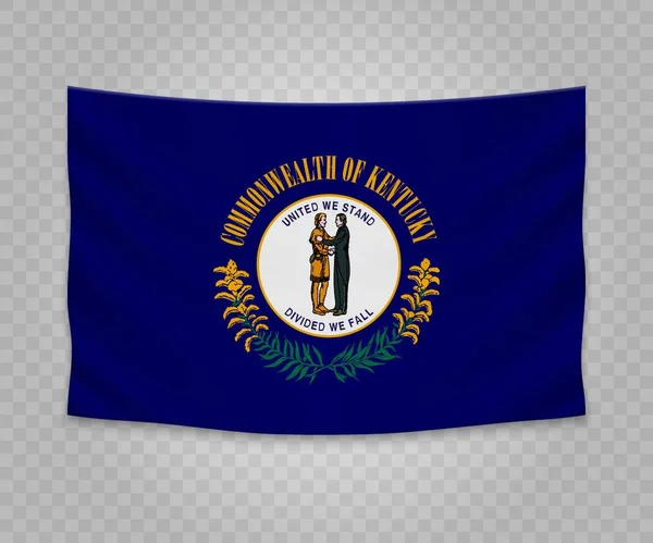 Bandeira Suspensão Realista Kentucky Estado Dos Eua Design Ilustração Banner — Vetor de Stock