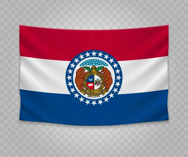 密苏里的现实挂旗 美国的状态 空布横幅插图设计 — 图库矢量图片