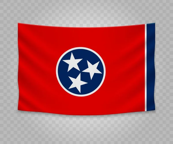 Bandeira Pendurada Realista Tennessee Estado Dos Eua Design Ilustração Banner —  Vetores de Stock