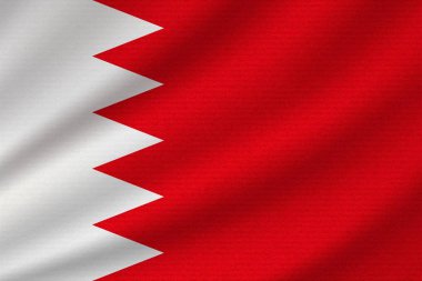 Baharain ulusal bayrak dalgalı pamuk kumaş üzerine. Gerçekçi vektör çizim.