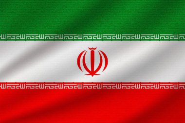 Iran ulusal bayrak dalgalı pamuk kumaş üzerine. Gerçekçi vektör çizim.