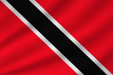 Trinidad ve Tobago ulusal bayrak dalgalı pamuk kumaş üzerine. Gerçekçi vektör çizim.