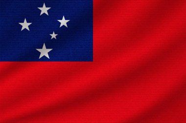 Ulusal Samoa bayrağı dalgalı pamuk kumaş üzerinde. Gerçekçi vektör illüstrasyonu.