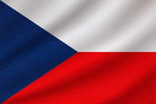 Bandiera Nazionale Della Repubblica Ceca Tessuto Cotone Ondulato Illustrazione Vettoriale — Vettoriale Stock