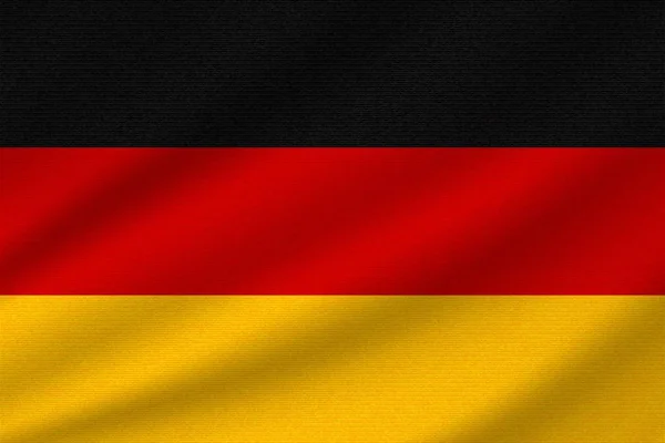 Nationalflagge Deutschlands Auf Welligem Baumwollstoff Realistische Vektorillustration — Stockvektor