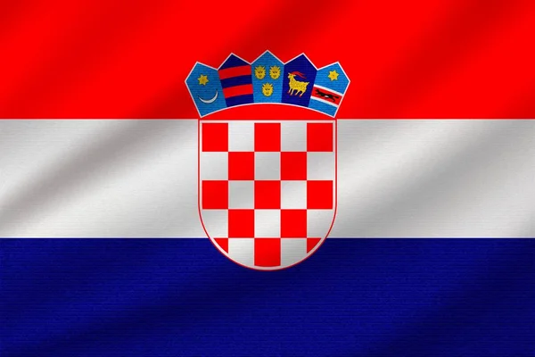 Drapeau National Croatie Sur Tissu Coton Ondulé Illustration Vectorielle Réaliste — Image vectorielle