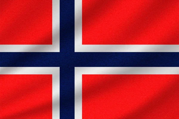 Nationale Vlag Van Noorwegen Golvend Katoenen Weefsel Realistische Vector Illustratie — Stockvector