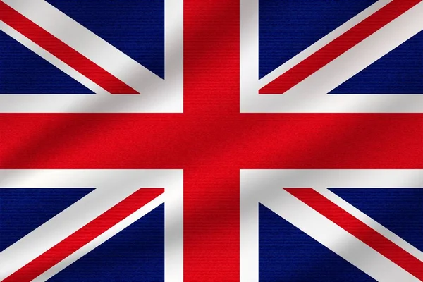 Nationalflagge Des Vereinigten Königreichs Auf Welligem Baumwollstoff Realistische Vektordarstellung — Stockvektor