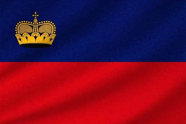 Liechtensteins Flagga Vågiga Bomullstyg Realistisk Vektorillustration — Stock vektor
