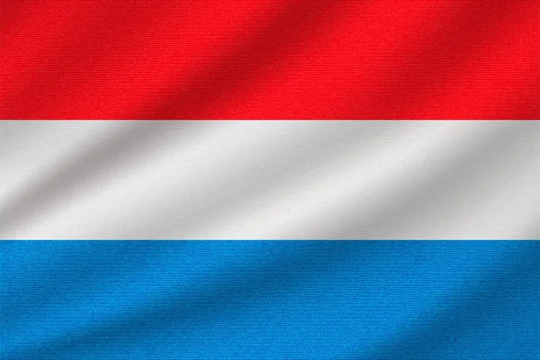 Nationale Vlag Van Luxemburg Golvend Katoenen Weefsel Realistische Vector Illustratie — Stockvector