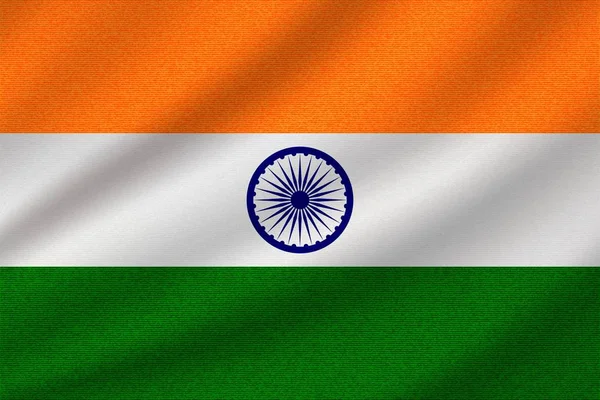 Nationalflagge Indiens Auf Welligem Baumwollstoff Realistische Vektordarstellung — Stockvektor