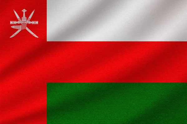 Національний Прапор Оману Хвилясті Бавовняної Тканини Реалістичний Векторні Ілюстрації — стоковий вектор