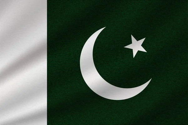 Nationalflagge Pakistans Auf Welligem Baumwollstoff Realistische Vektorillustration — Stockvektor