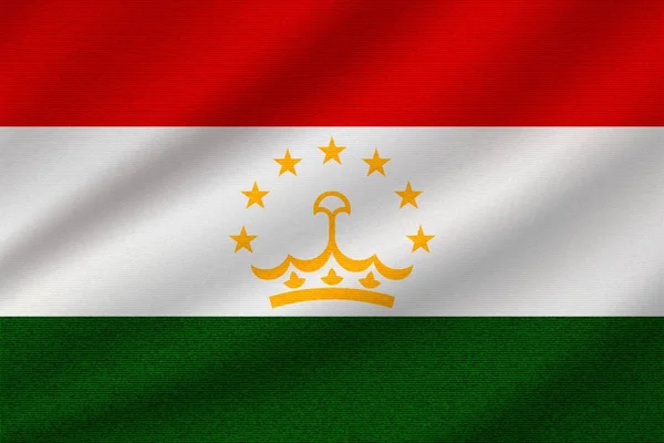 Nationalflagge Tadschikistans Auf Welligem Baumwollstoff Realistische Vektordarstellung — Stockvektor