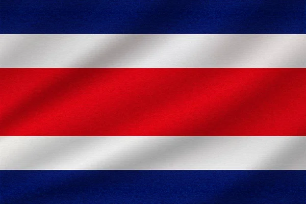 Nationale Vlag Van Costa Rica Golvend Katoenen Weefsel Realistische Vector — Stockvector