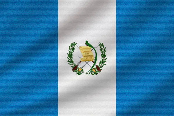 National Flag Guatemala Wavy Cotton Fabric Realistic Vector Illustration — Stock Vector