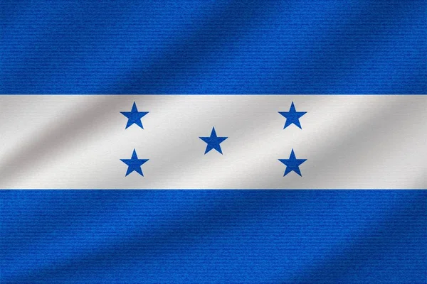 Nationale Vlag Van Honduras Golvend Katoenen Weefsel Realistische Vector Illustratie — Stockvector