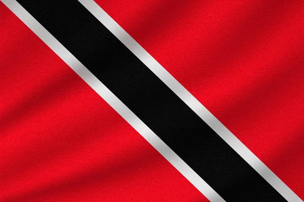 Trinidad Tobago Ulusal Bayrak Dalgalı Pamuk Kumaş Üzerine Gerçekçi Vektör — Stok Vektör