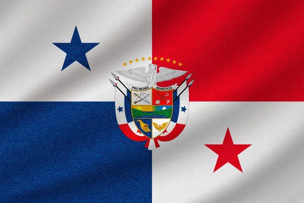 パナマの国旗を波状の綿織物で表現しました 現実的なベクトル図 — ストックベクタ