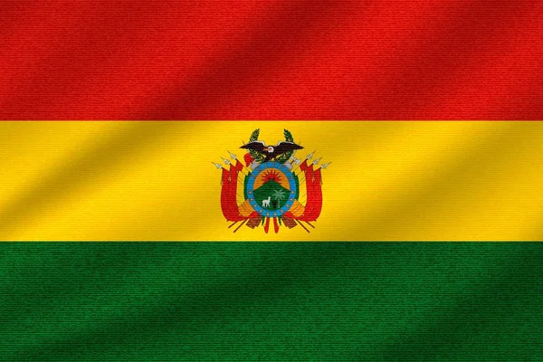 Bolivias Nationella Flagga Vågigt Bomullstyg Realistisk Vektor Illustration — Stock vektor