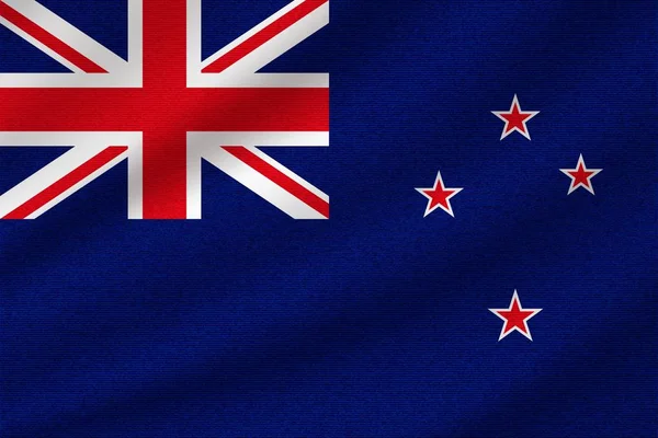 Bandera Nacional Nueva Zelanda Sobre Tela Algodón Ondulado Ilustración Vectorial — Vector de stock