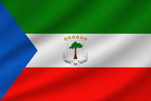 Ekvator Ginesi ulusal bayrak dalgalı pamuk kumaş üzerine. Gerçekçi vektör çizim.